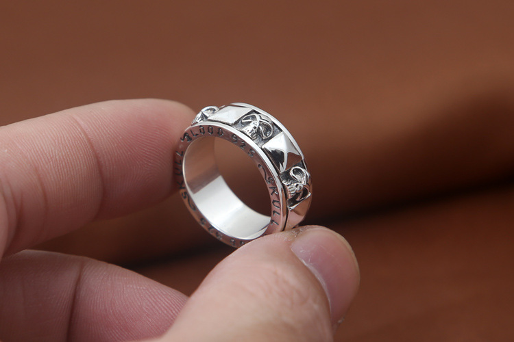 2018 new 925 sterling silver fine jewelry vintage American antique silver hand-made designer skull band rings for men & women