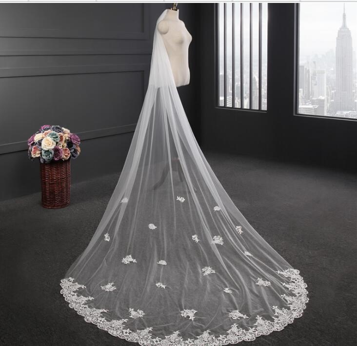 Gorgeous White Bridal Veils Lace Applique Edge Cheap Wedding Veils 3.5 Meters Bridal Accessories With Comb
Gorgeous White Bridal Veils Lace Applique Edge Cheap Wedding Veils 3.5 Meters Bridal Accessories With Comb