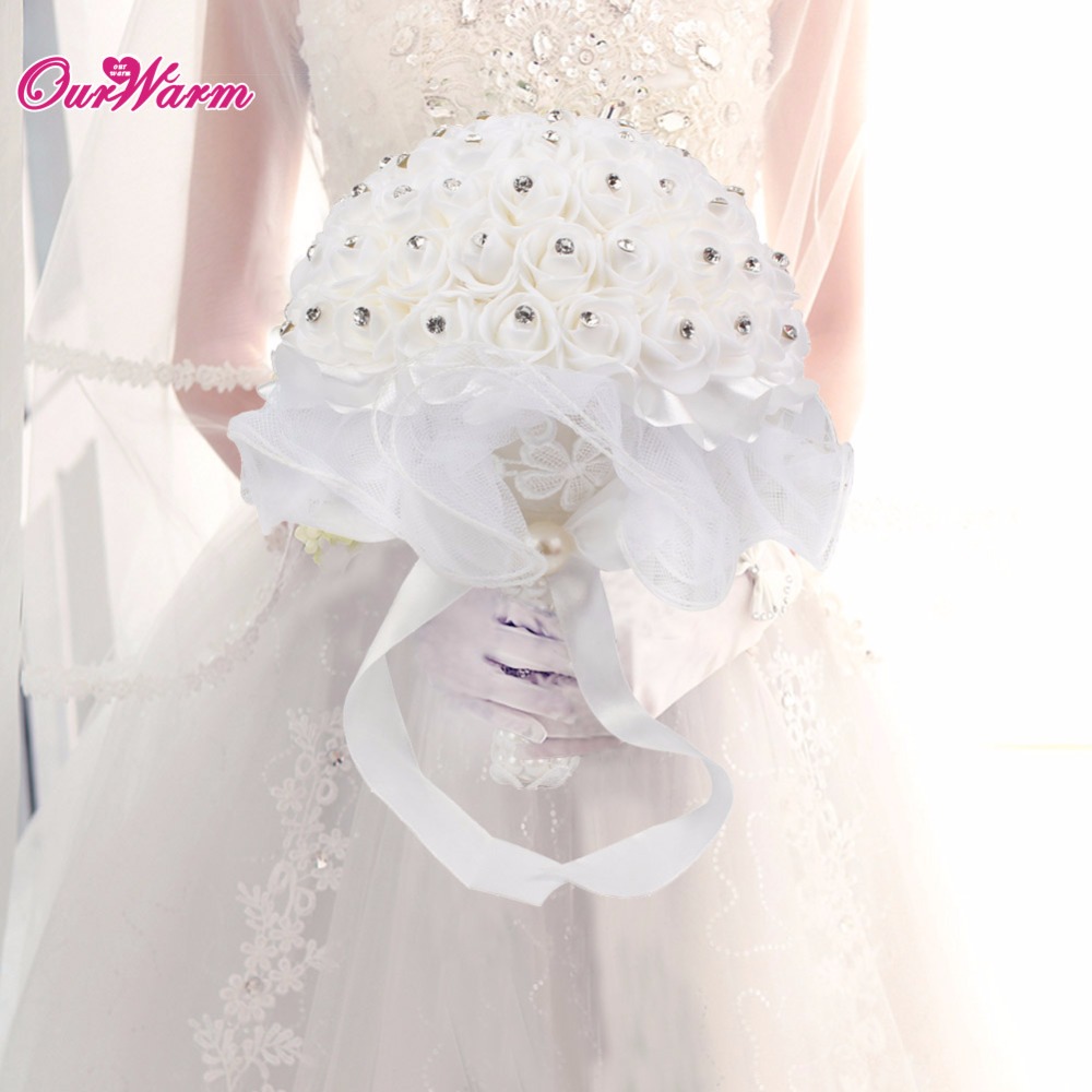 Bridal Bouquet Foam Roses Artificial Flowers Luxury Rhinestones Wedding Decoration Bouquet Handmade Silk Ribbon Flowers New
Bridal Bouquet Foam Roses Artificial Flowers Luxury Rhinestones Wedding Decoration Bouquet Handmade Silk Ribbon Flowers New