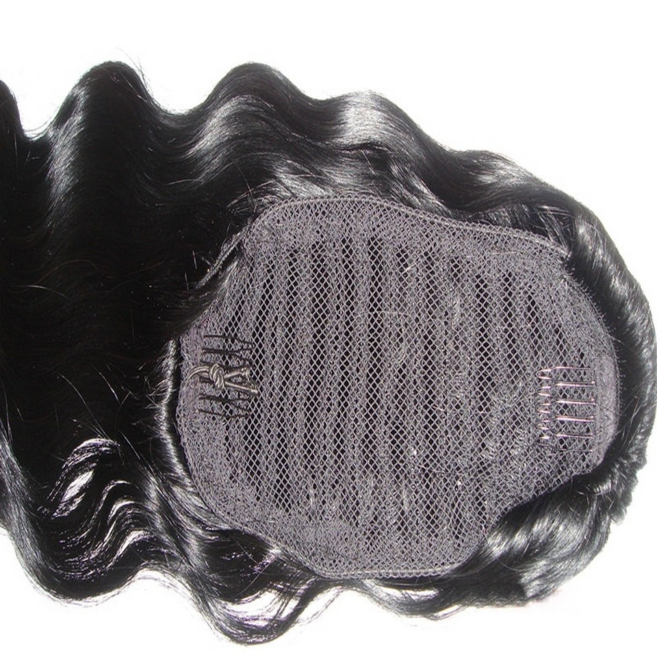 160g Body wave human hair Ponytails For American Black Women Curly Ponytail Drawstring extension Clip On Pony Tail natural color dyedable