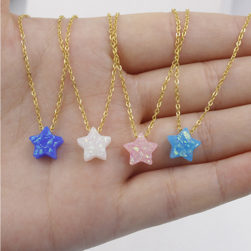 10mm Opal Star Necklace Pendants Stainless Steel Gold Color Chain Opal Stone Women Necklace 45cm+5cm 5Piece/lot
10mm Opal Star Necklace Pendants Stainless Steel Gold Color Chain Opal Stone Women Necklace 45cm+5cm 5Piece/lot