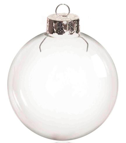 Promotion - DIY Paintable Transparent Christmas Ornament Decoration 66mm Glass Ball With Silver Top, 5/Pack