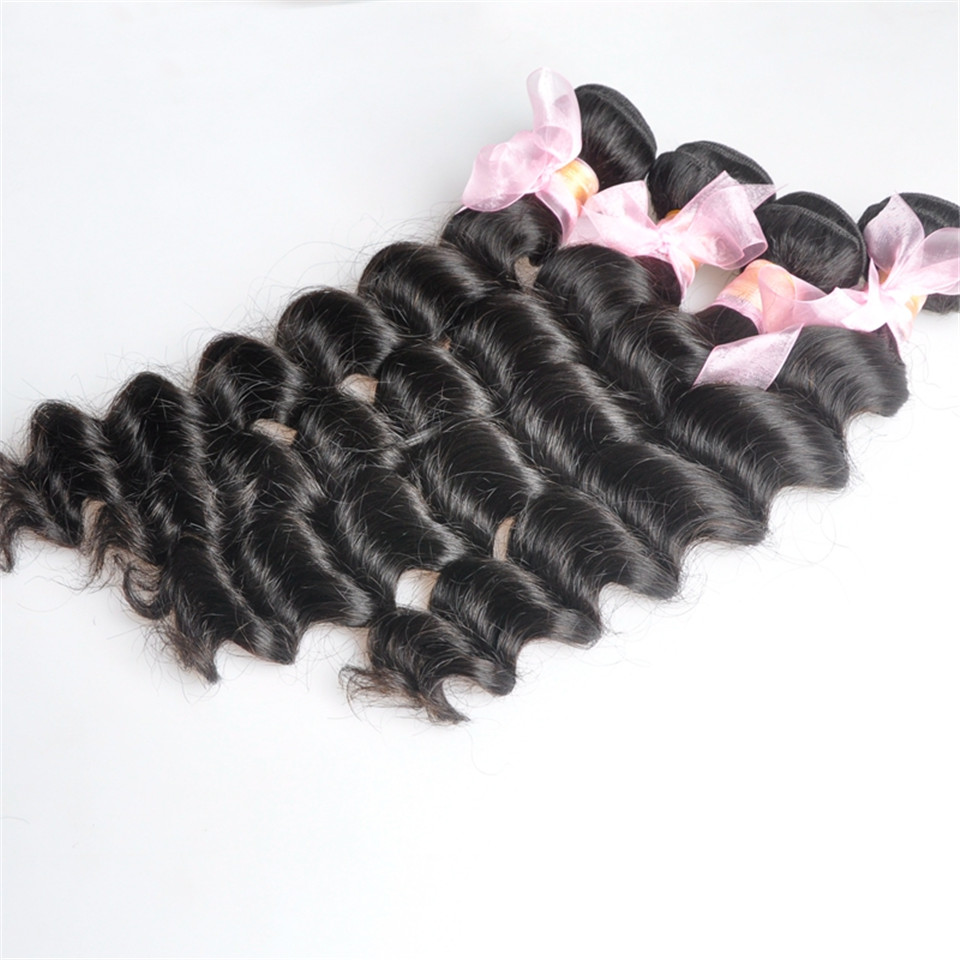 Brazilian Loose Deep Curly Unprocessed Human Virgin Hair Weaves Remy Human Hair Extensions Dyeable 4bundles/lot