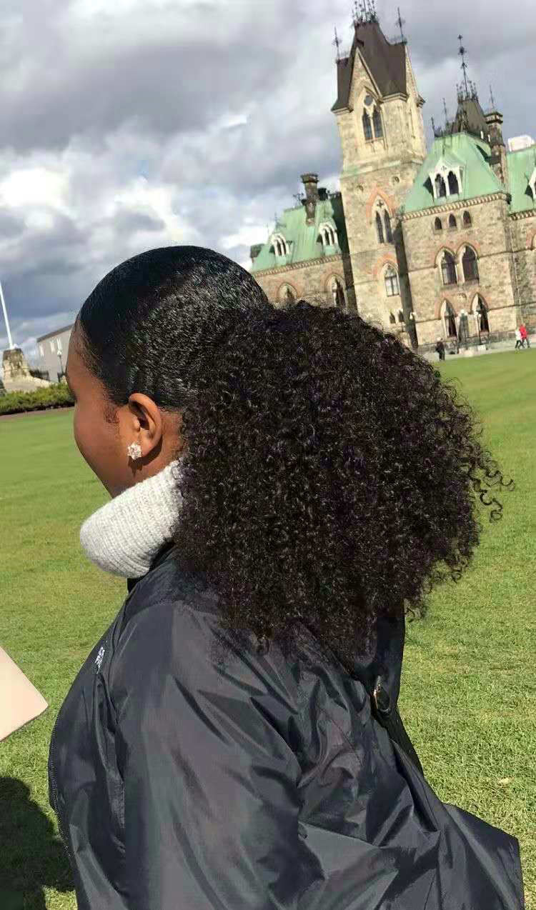 Afro kinky curly ponytail hair extension natural sleek 4c human hair ponytail hairpiece women pony natural black 1b 100g-160g
