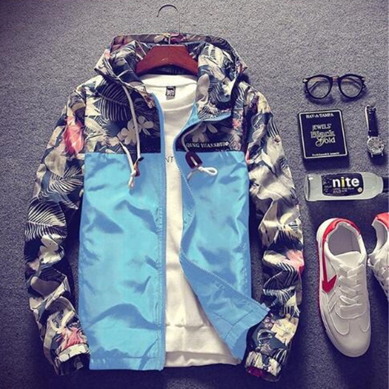 Drop Shipping 2018 Floral Bomber Jacket Men Hip Hop Slim Fit Flowers Pilot Bomber Jacket Coat Men's Hooded Jackets Plus Size 4XL D18100803