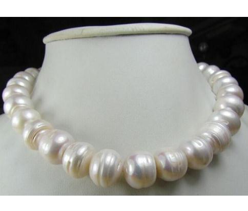 11-13mm Beaded Necklaces South Sea White Baroque Pearl Necklace 18 Inch 14K Gold Clasp