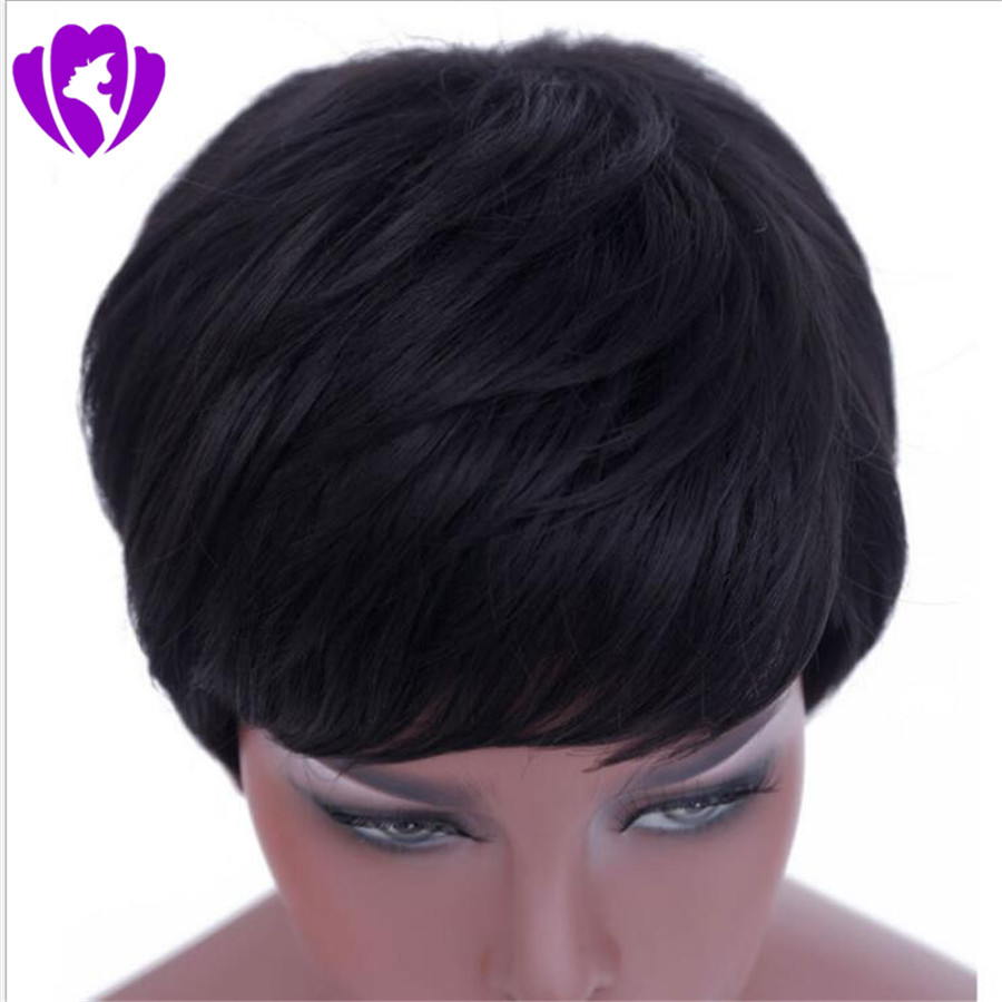 Free shipping Synthetic Black Short Women Wig Straight Wigs for Women Natural Hair Wig Heat Resistant Wigs with Bangs