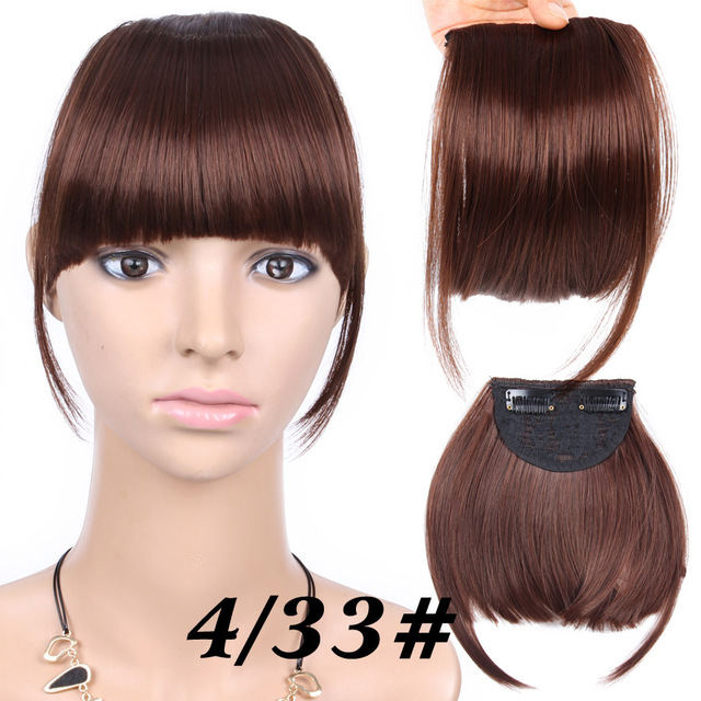 6 inches Short Front Neat bangs Clip in bang fringe Hair extensions straight Synthetic 100 Real Natural hairpiece