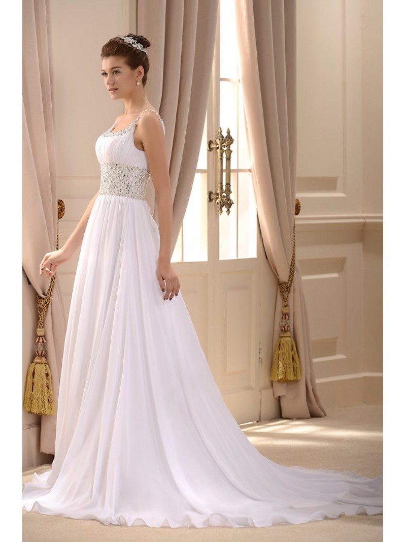 vestido de novia New Beaded Spaghetti Straps Beach Wedding Dress Boho Scoop Chiffon Bridal Wedding Gowns Robe De Mariage Custom Made