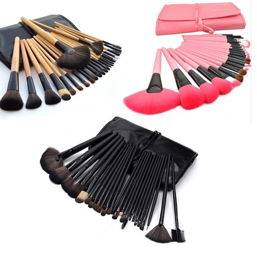 New Arrival high quality Makeup Brushes 24pcs set with PU bag 5 colors available Pro makeup tools for eyeshadow highlighter drop shipping