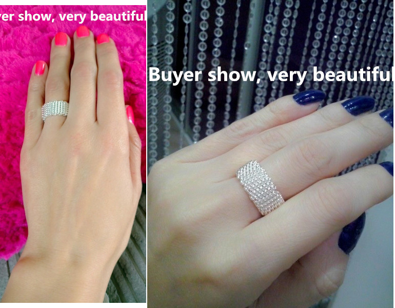 New fashion 9mm wide silver ring. Women solid 925 Sterling silver ring braided mesh ring. Personalized silver jewelry wholesale D18111405