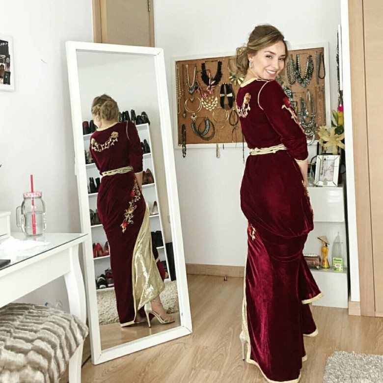 long sleeves floor length burgundy applique new coming evening dresses custom made luxurious a line evening gowns