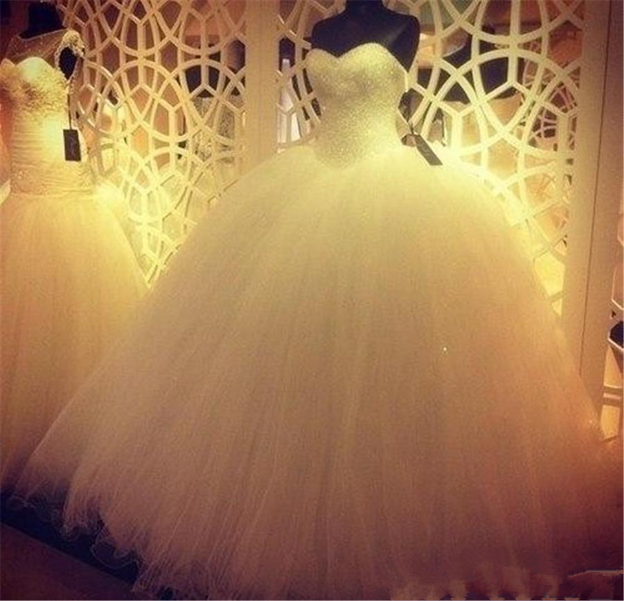 Pearls Wedding Dress Real Sample Tulle Sweetheart Open Back Ball Gown Robe De Mariage QC1096
