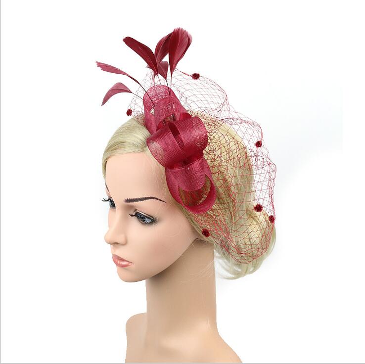 Bridal hats Feather Fascinator Hair Bridal Birdcage Veil Hat Wedding Hats And Fascinators Cheap Femin Hair Flowers For Wedding Party Studio