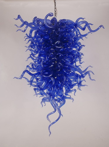 Blue Glass Large Chandelier Style Murano Glass Chandelier LED Crystal Hanging Pendant Lighting for Living Room Bed Room Staircase