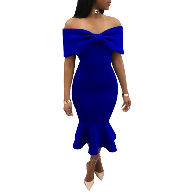 Slash Shoulder Irregular Leaf Dress Women High Waist Formal Party Long Dresses