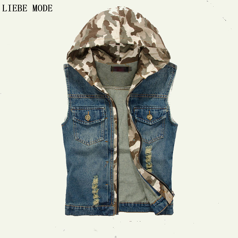 Men Denim Vest Sleeveless Jean Jacket Camouflage Hooded Korean Fashion Mens Denim Waistcoat Jeans Chaleco Hombre, Blue
Men Denim Vest Sleeveless Jean Jacket Camouflage Hooded Korean Fashion Mens Denim Waistcoat Jeans Chaleco Hombre, Blue
