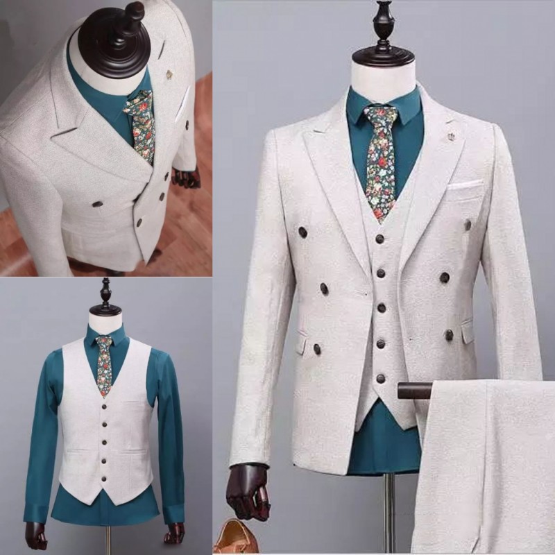 Handsome Beige Groom Suits Wedding Tuxedos Slim Fit Suits For Men Jacket Vest And Pants Three Pieces Formal Suits, Light gray
Handsome Beige Groom Suits Wedding Tuxedos Slim Fit Suits For Men Jacket Vest And Pants Three Pieces Formal Suits, Light gray