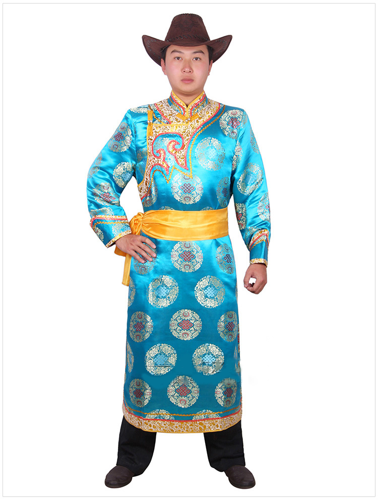 New style national dress male long robe Mongolian costume traditional ethnic party festival performers wear folk dance clothing