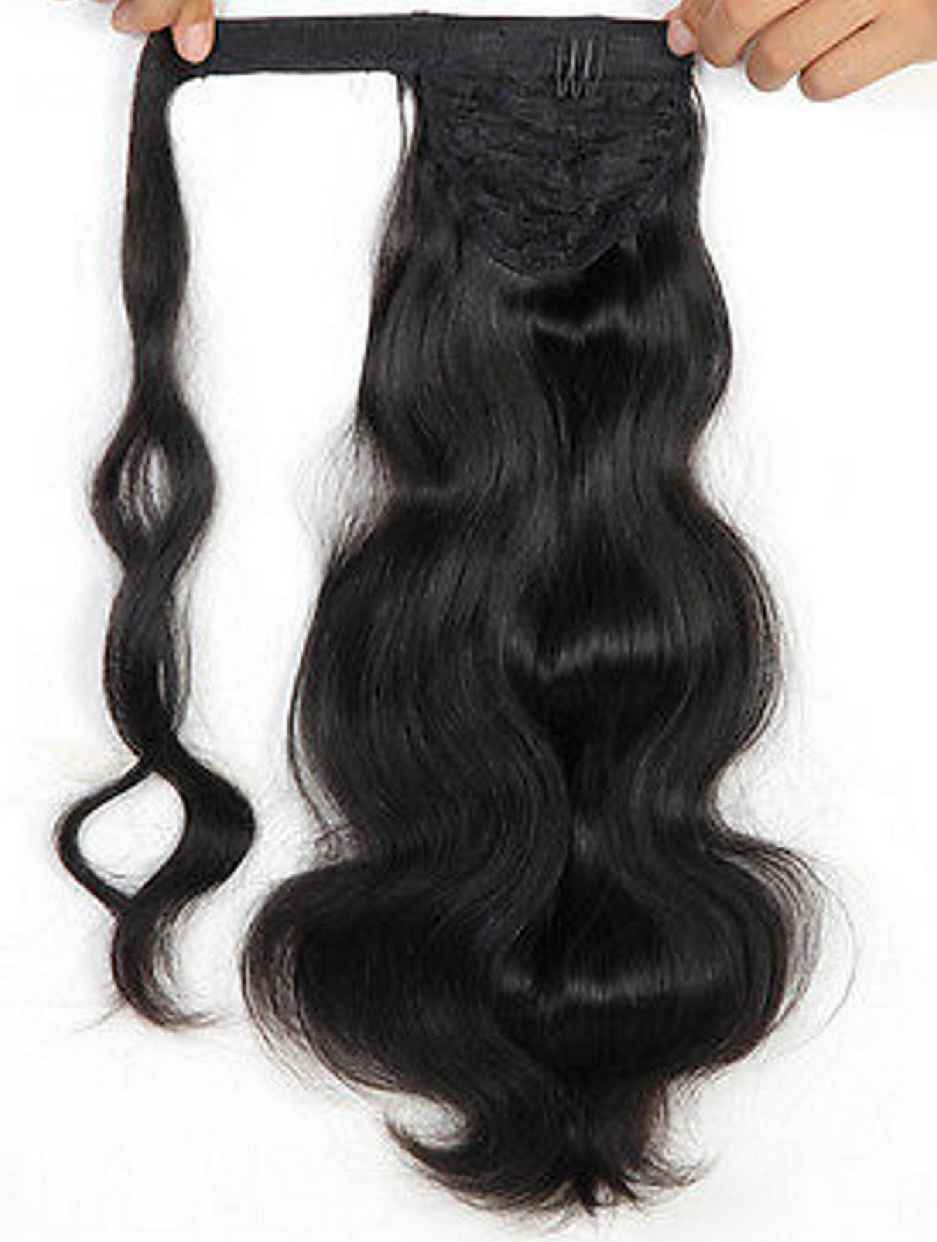 Body wave wrap around pony tail hairpiece with elastic.drawstring indian hair curly wavy ponytail hair extension 120g 14inch