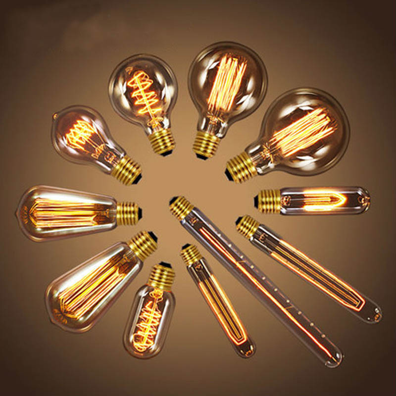 40W Retro Lamp Edison Bulb ST64 Vintage Socket DIY Rope Pendant E27 Incandescent Bulb 220V 110V Holiday Lights Filament Lamp Lampada