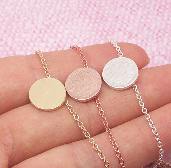 Geometric Disc Dot charm Bracelet Brushed Round Circle Bracelet Tiny Disk Coin Bracelet Simple Pie Bracelets for Women jewelry