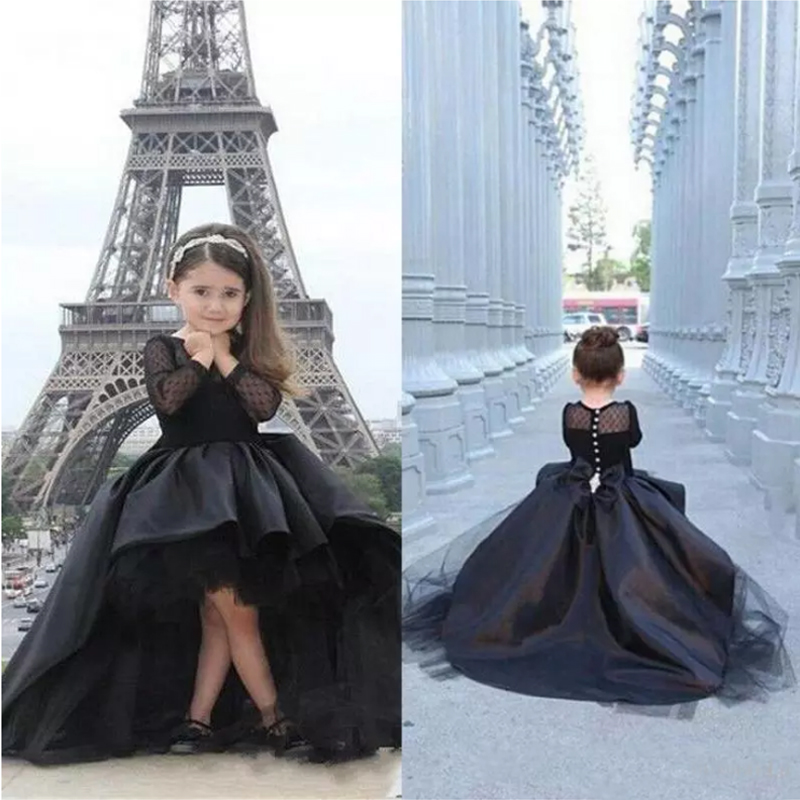 Long Sleeves Sheer Back Bow Flower Girl Dresses Black Ball Gown Formal High Low Kids Pageant Dresses Tulle Party Gowns, Lanvender
Long Sleeves Sheer Back Bow Flower Girl Dresses Black Ball Gown Formal High Low Kids Pageant Dresses Tulle Party Gowns, Lanvender