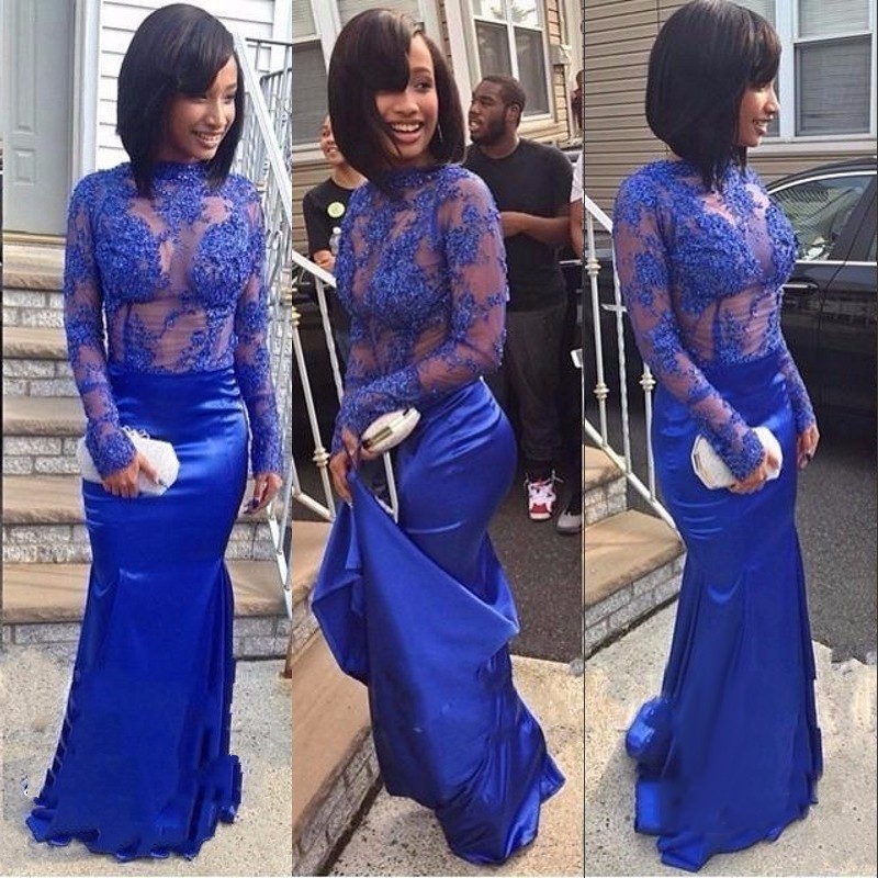 Long Sleeves 2k18 Prom Dresses High Neck Lace Appliques Satin Mermaid Party Dress Sexy See Through African Girl Party Dress Evening Gown, Fuchsia
Long Sleeves 2k18 Prom Dresses High Neck Lace Appliques Satin Mermaid Party Dress Sexy See Through African Girl Party Dress Evening Gown, Fuchsia
