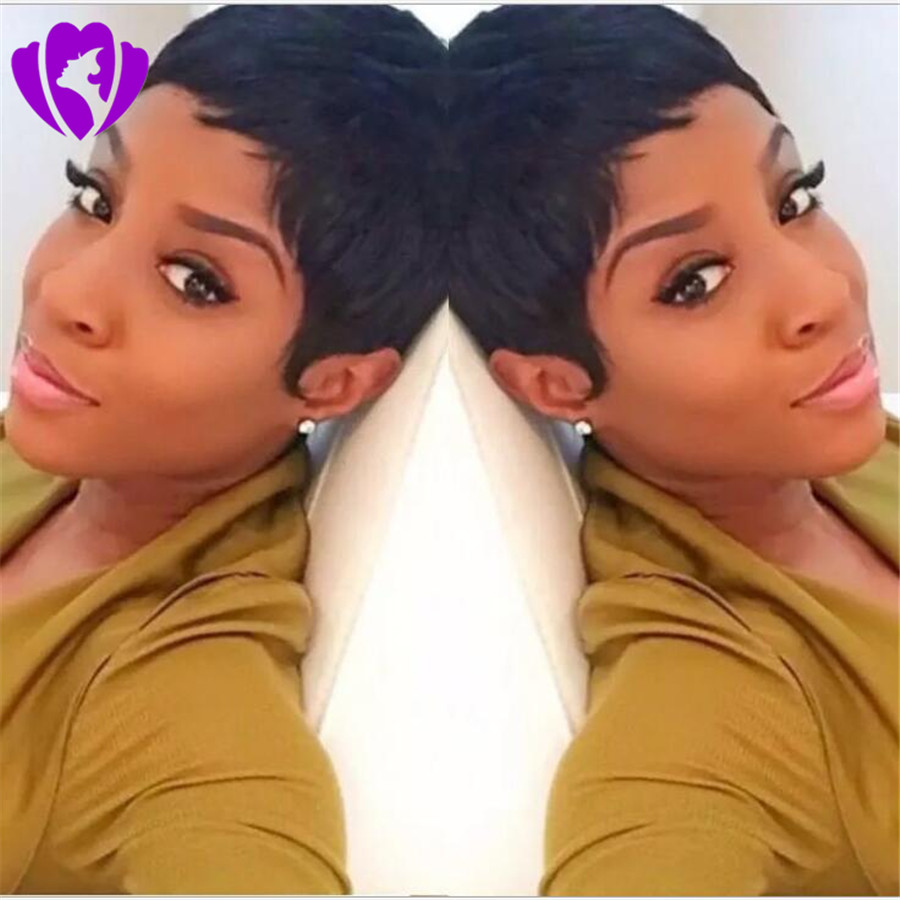 Pixie Cut Short Human Hair Wigs Glueless Brazilian Lace Front Wigs for African Americans Cosplay Daily