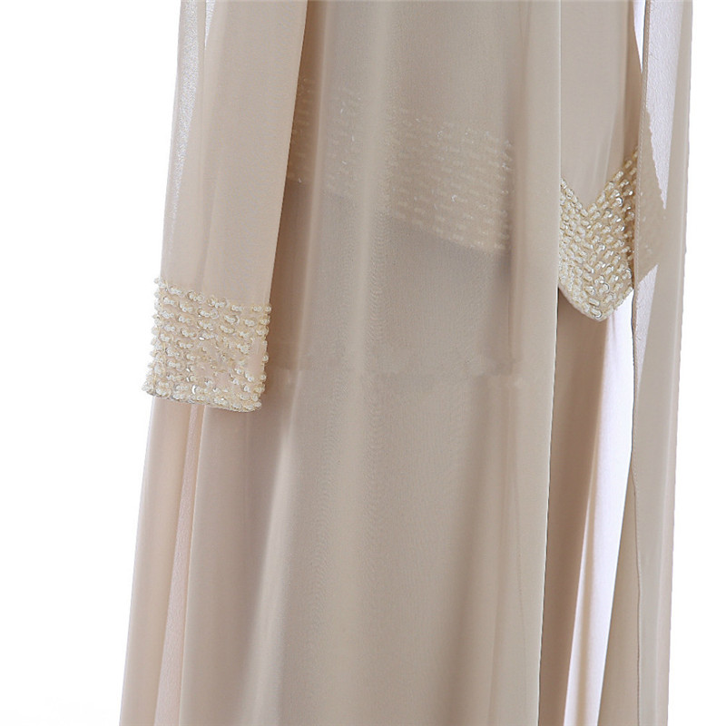 Champagne Three Piece Mother of the Bride Pant Suits Dress with Long Jackets Grey Sleeves Chiffon For Wedding