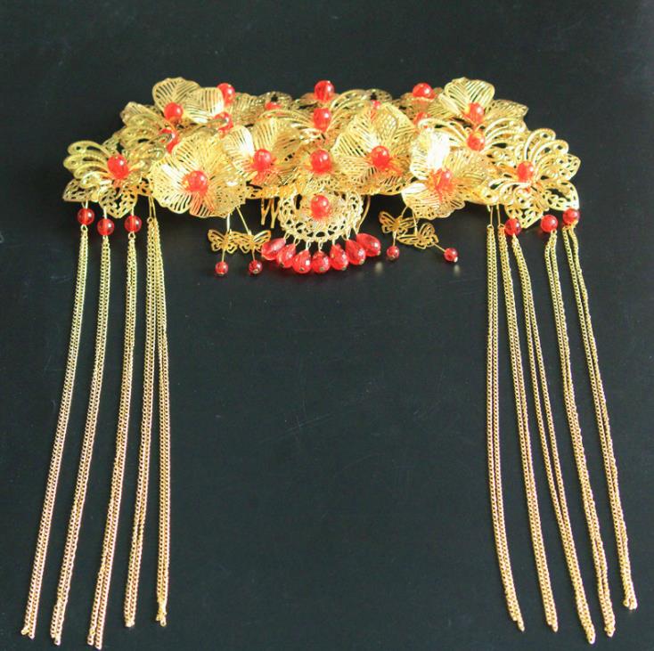 Red costumes, wedding brides, accessories, wholesale Chinese style Phoenix crown dress, grain and clothing accessories, photo tour special p - view 3