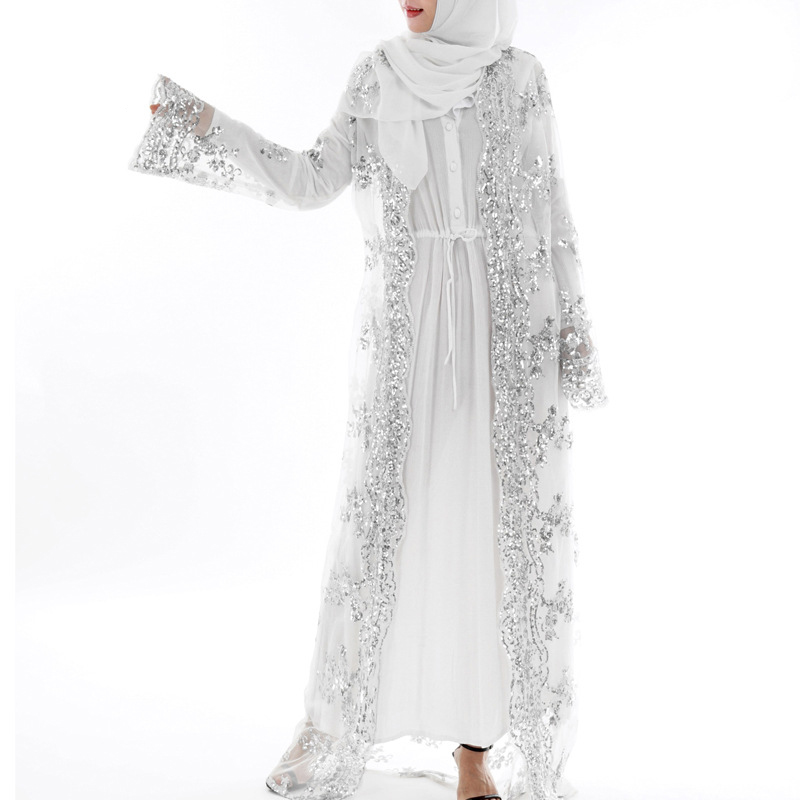 Ethnic Clothing 2021 Abaya Dubai Luxury High Class Sequins Muslim Dress Embroidery Lace Ramadan Kaftan Islam Kimono Women Turkish Eid Mubara