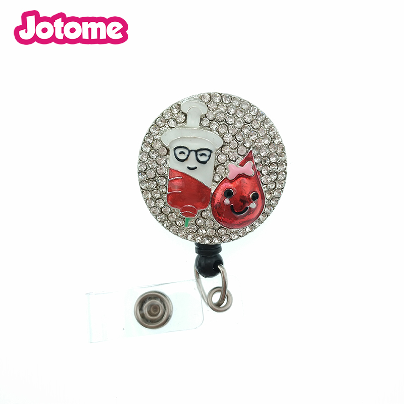 10pcs/lot Enamel Rhinestone Medical Heart Angel Nurse Retractable ID Badge Reel For Nurse Accessories