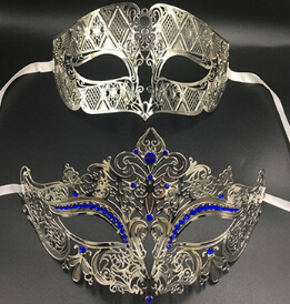 Metal Filigree Rhie Venetian Masquerade Couple Pair Ball Event Wedding Party Mask Lot Costume MEN WOMEN