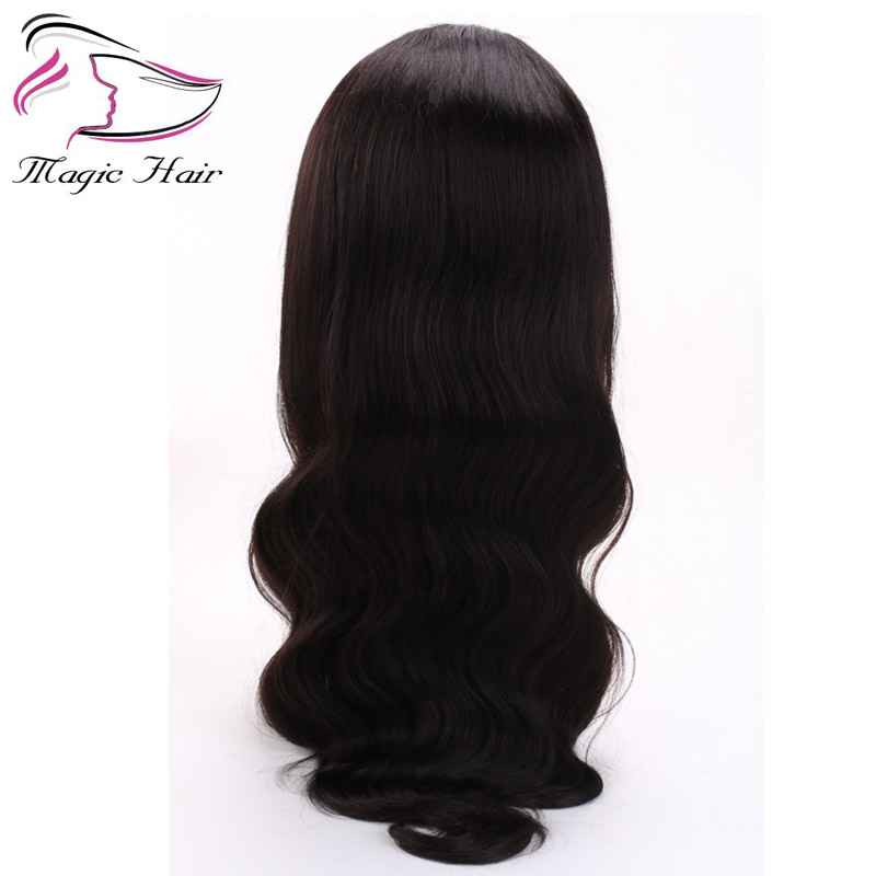 Evermagic body wave Brazilian virgin hair full lace human hair wigs for black women 130 150 density pre-plucked hairline color 1B# 1#