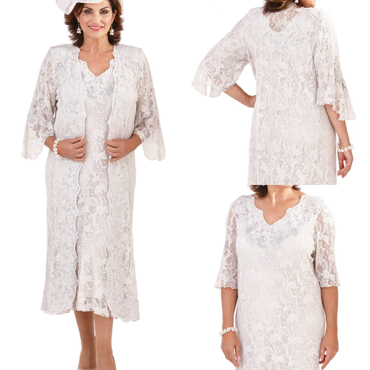 Plus Size Mother Of The Bride Dresses With Jacket Two Pieces Lace Long Sleeve Evening Gowns For Wedding Custom Made Prom Dress