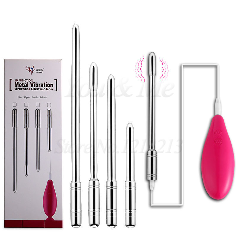 New 4 Size Male Urethra Stimulation Vibrator Urethral Sounds Toys Catheters Chastity Device Vibrating Penis Plugs Adult Sex Toy S18101905