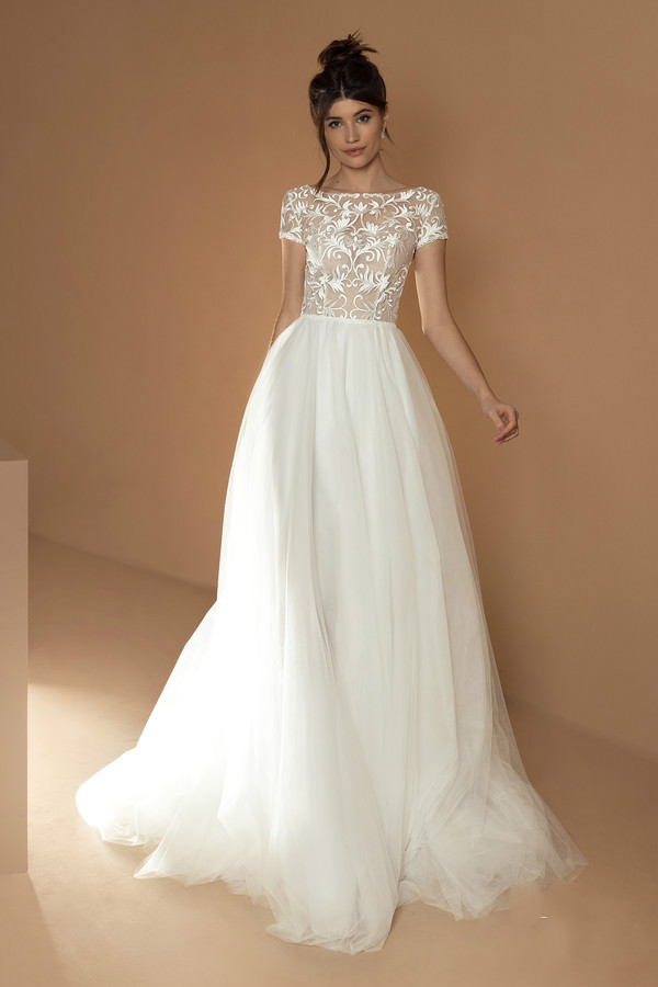 2020 Bohemian Wedding Dresses Beach Style A Line Bateau Neck Lace Appliqued Boho Wedding Dress Custom Made Cheap Robes De Mariée
