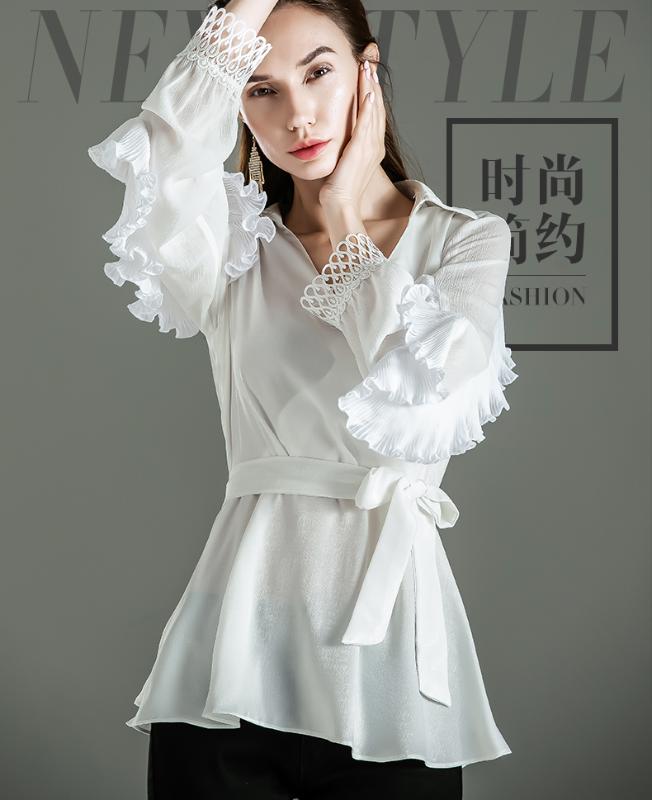 Spring new design sensuous feeling low collared flounces shirt bowknot waist blouse long sleeve white shirt
Spring new design sensuous feeling low collared flounces shirt bowknot waist blouse long sleeve white shirt