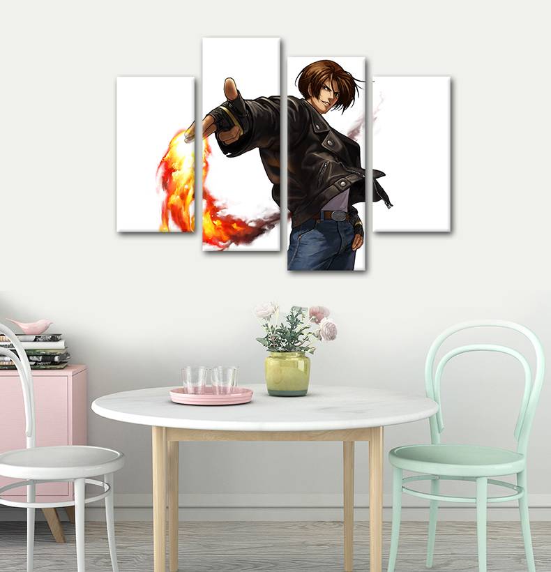 4pcs/set Unframed The King of Fighters Kyo Kusanagi Anime Poster Print On Canvas Wall Art Picture For Living Room Decoration