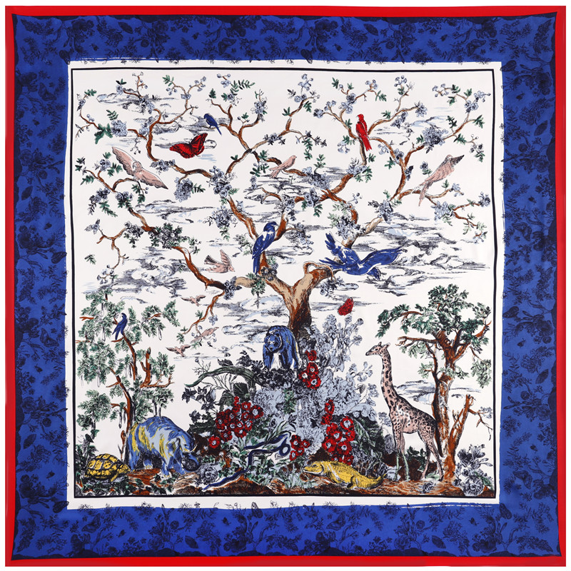 New 100% Twill Silk Scarf Women Forest Animals Square Scarves Fashion Large Bandana Kerchief Hijab Scarf Female Head Scarf Foulard 130*130cm
New 100% Twill Silk Scarf Women Forest Animals Square Scarves Fashion Large Bandana Kerchief Hijab Scarf Female Head Scarf Foulard 130*130cm