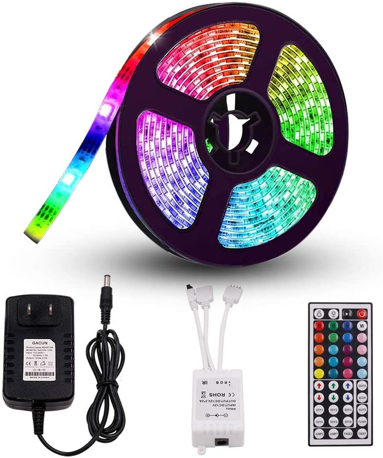 LED Strip Lights, 16.4ft/5M Flexible RGB LED Strip Light Kit, 5050 SMD 300 LEDs with 44 IR Controller and Power Adapter
LED Strip Lights, 16.4ft/5M Flexible RGB LED Strip Light Kit, 5050 SMD 300 LEDs with 44 IR Controller and Power Adapter