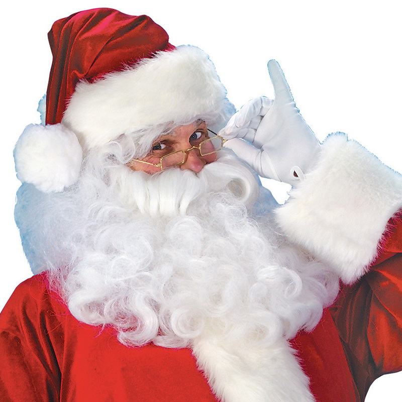 7PCs Adult Santa Claus Costume Flannel Classic Suit Christmas Cosplay Props Men Coat Pants Beard Belt Hat Christmas Set M XL