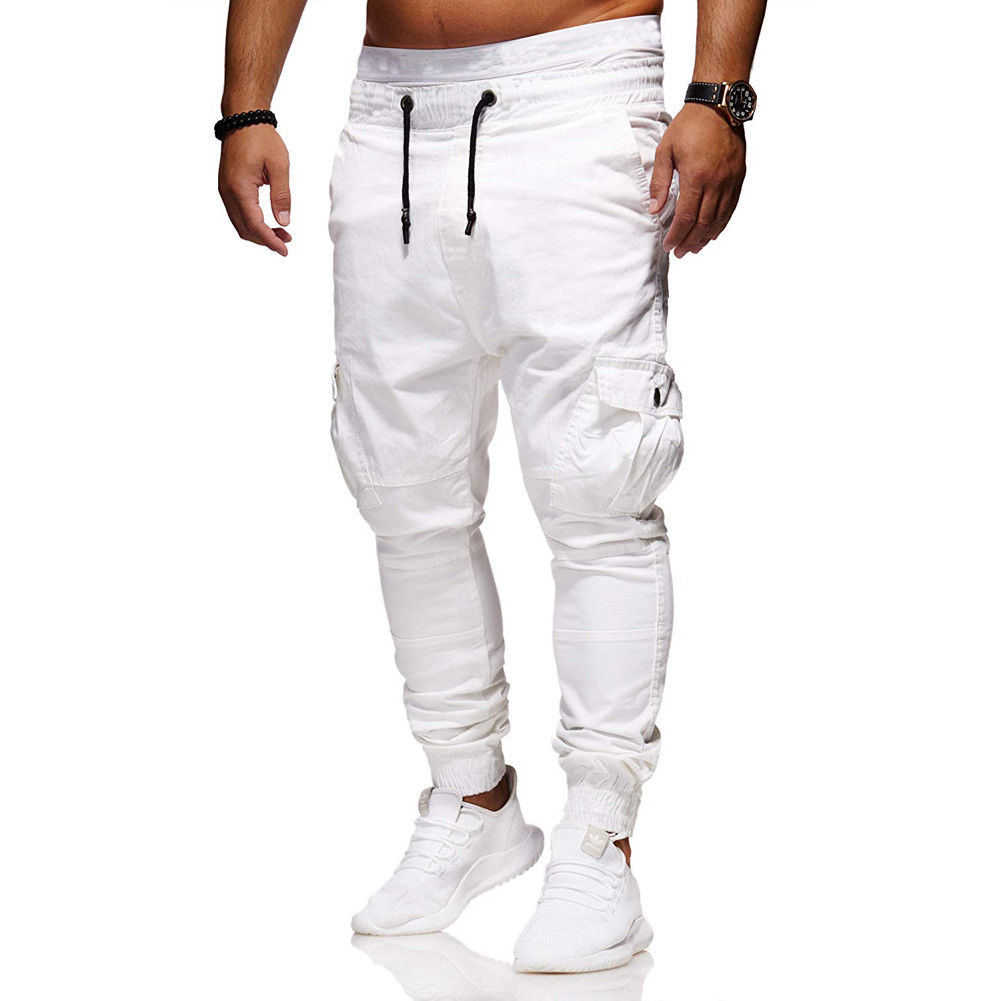 2019 New Style Fashion Men's Slim Fit Tracksuit Cotton Bottoms Skinny Casual With Pocket Pants Solid Trousers