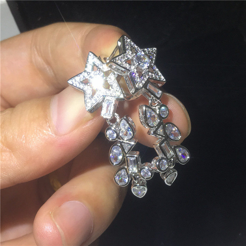 Vecalon Charm Star Flower Shape Dangle earring Diamond 925 Sterling silver Party wedding Drop Earrings for women Jewelry, Golden;silver
Vecalon Charm Star Flower Shape Dangle earring Diamond 925 Sterling silver Party wedding Drop Earrings for women Jewelry, Golden;silver