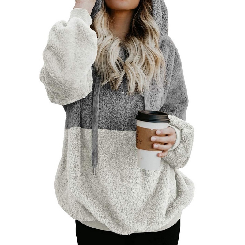 OEAK Women Fluffy Fur Hoodie Girl Winter Loose Hooded Jacket Warm Outwear Coat Cute Sweatshirt Plus size 5XL 2018 New Fashion V191129