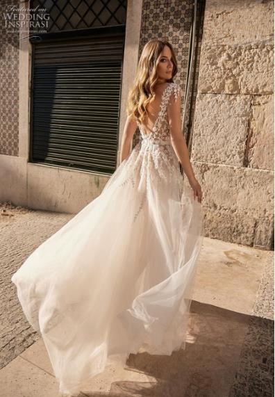 boho wedding dresses v neck backless bridal gowns flow tulle skirt lace robe de mariee country wedding dress cheap
