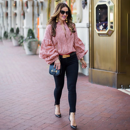 Women's Striped Long Sleeve Shirt Spring Blouse Casual V-Neck Office Top