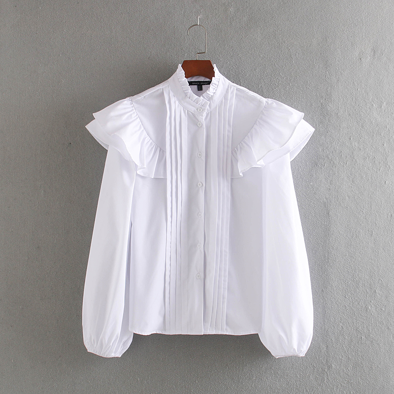 Women White Ruffle Shirt Autumn 2019 New Fashion Pleated Front Preppy Girl Long Sleeve Blouse
Women White Ruffle Shirt Autumn 2019 New Fashion Pleated Front Preppy Girl Long Sleeve Blouse
