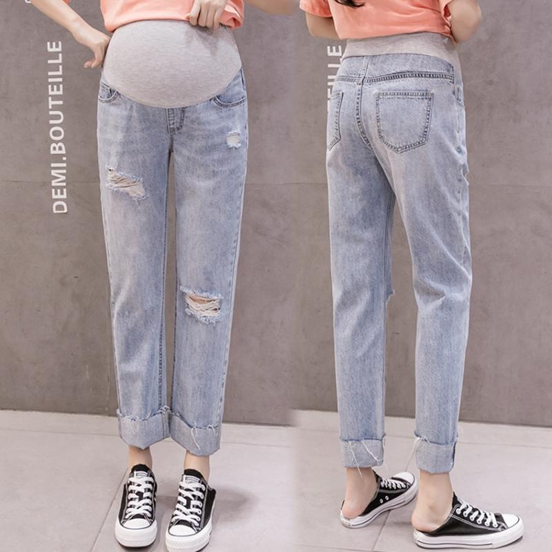 Fashion hole jeans nine points old pants pregnant women straight pants loose wide legs pregnant women, Blue
Fashion hole jeans nine points old pants pregnant women straight pants loose wide legs pregnant women, Blue